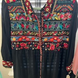 Johnny Was Black Empire Line Shirt